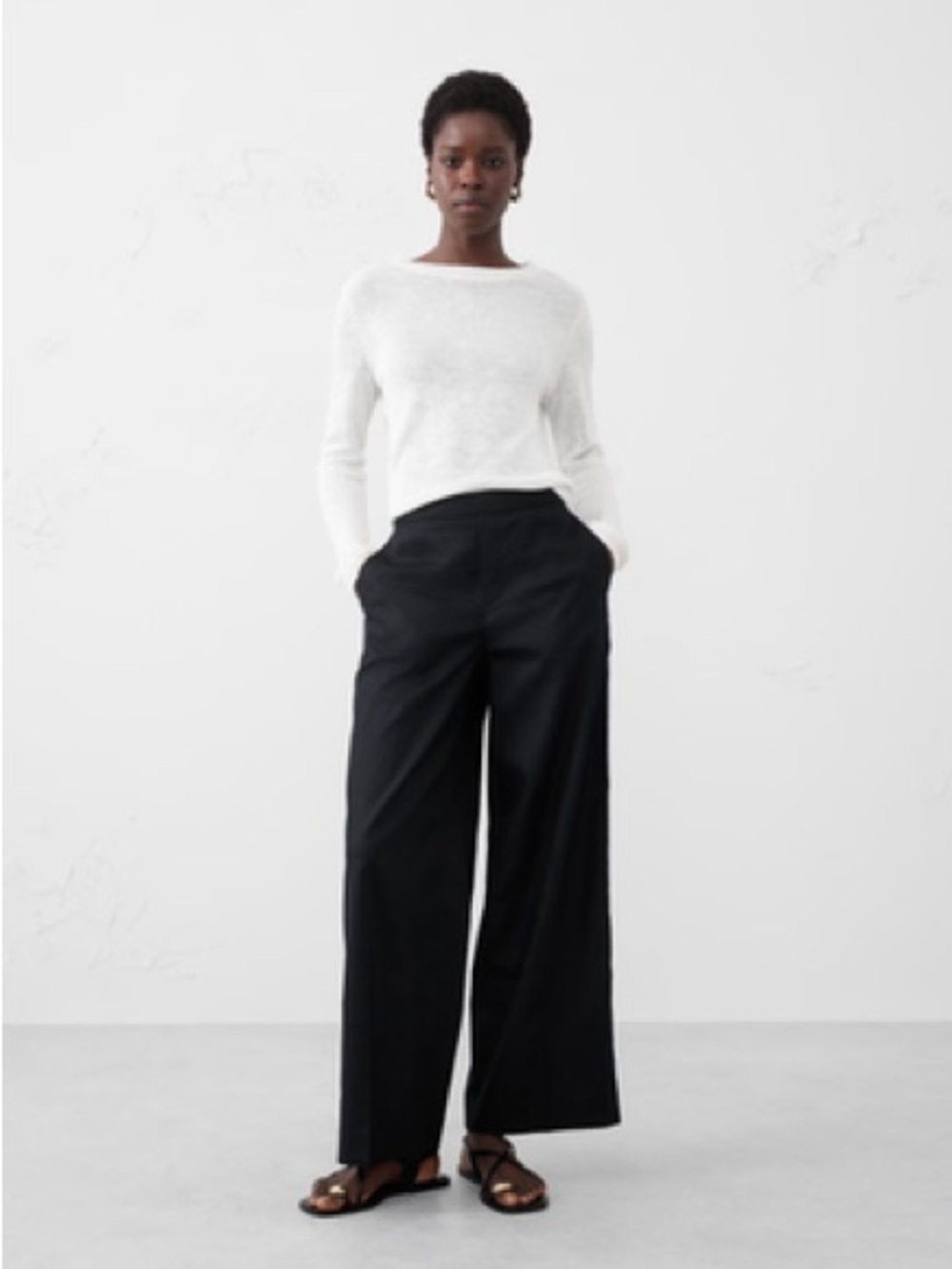 Banana Republic Factory Black Hayden Wide-Leg Linen Blend Pants